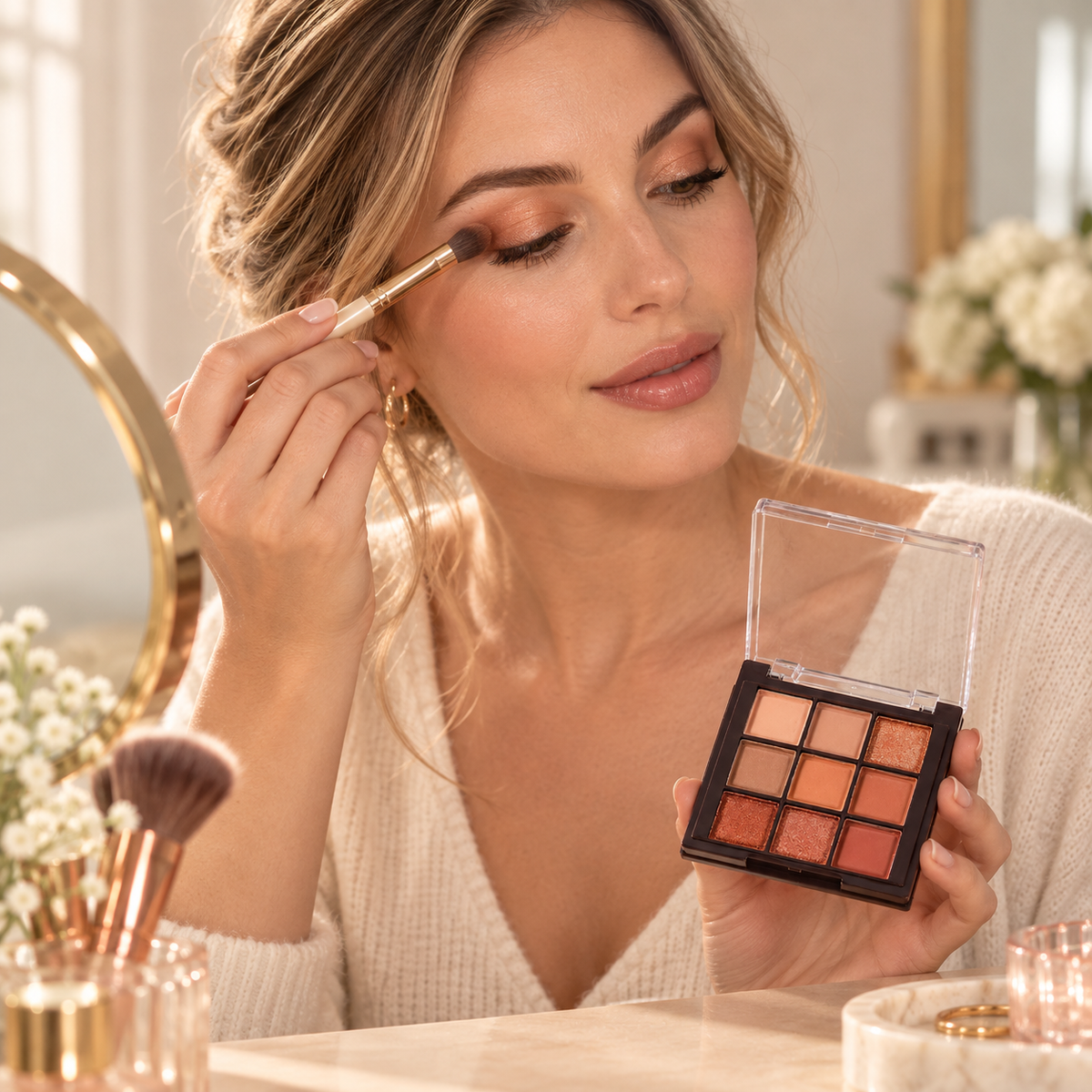🎨 Eye Makeup | 9-Color Warm-Tone Palette | Everyday Glam