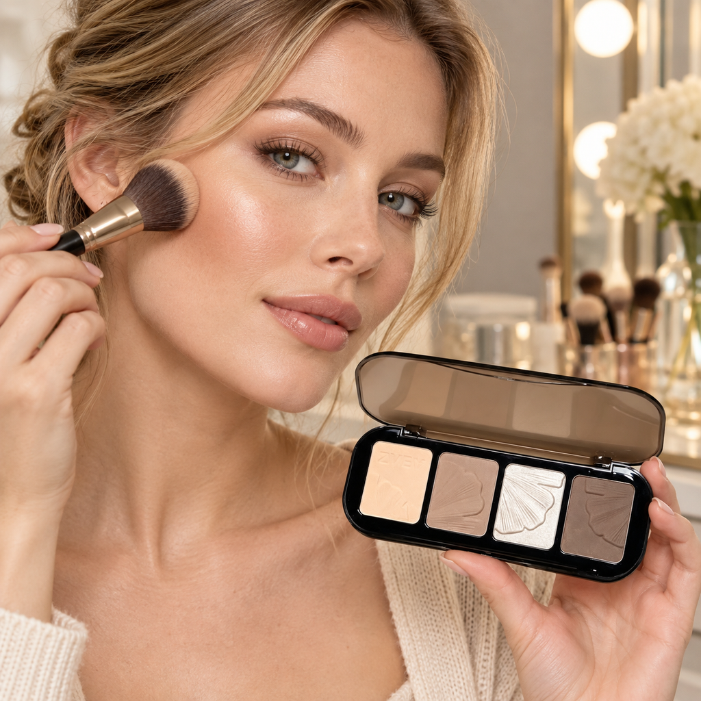 🤎 Face Contour | 4-Shade Sculpting Palette | Natural Defined Glow
