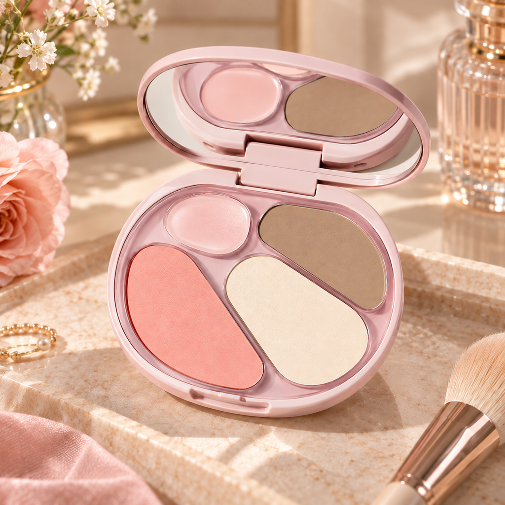 🌸 Face Makeup | Blush & Highlighter Palette | Fresh Sculpted Glow